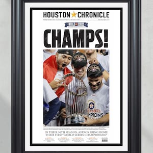 Houston Astros World Series Cup 2017 umrahmt Titel Seite Zeitungsdruck