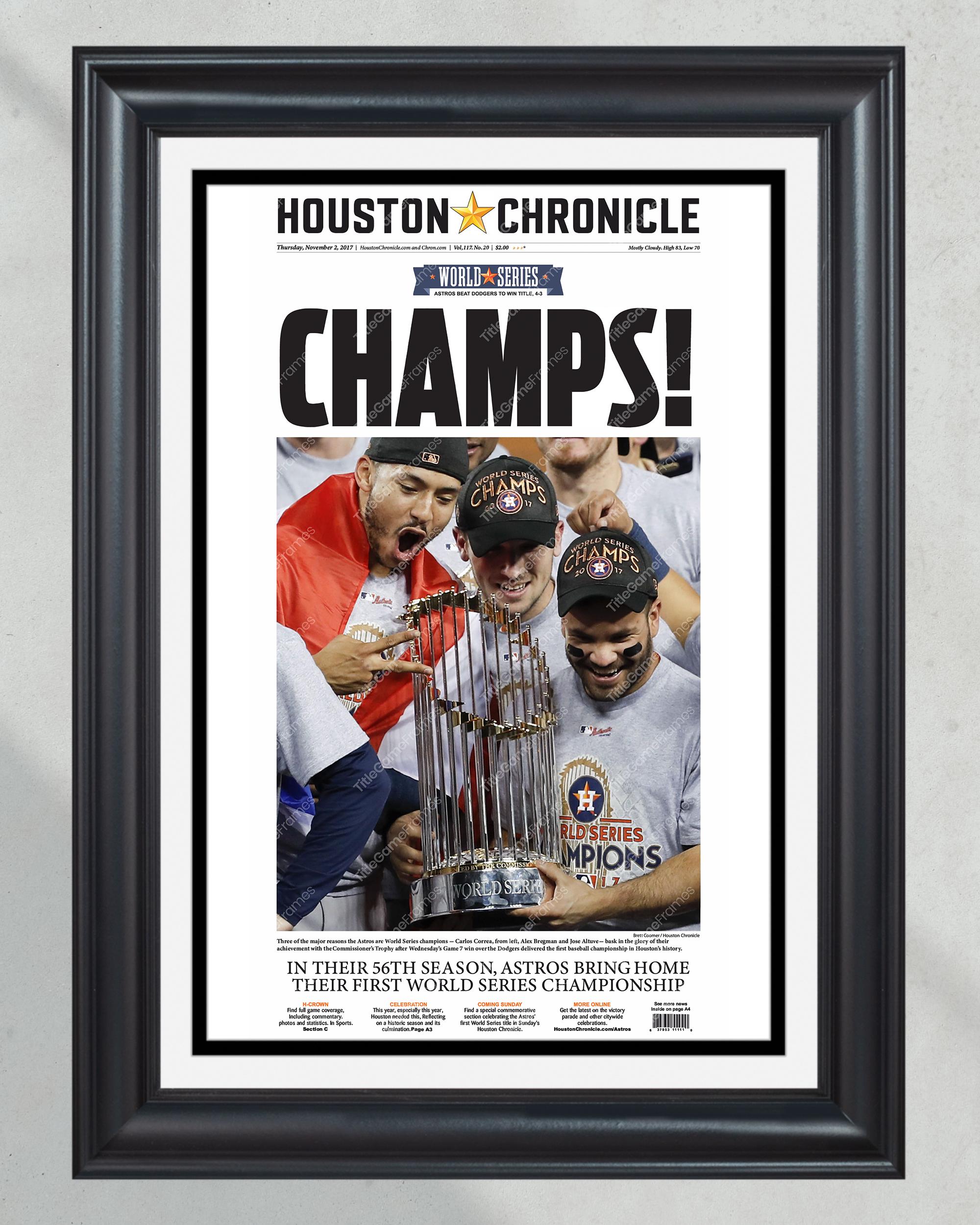 2017 Houston Astros World Series Champions Framed Front Page Newspaper Print PT61052