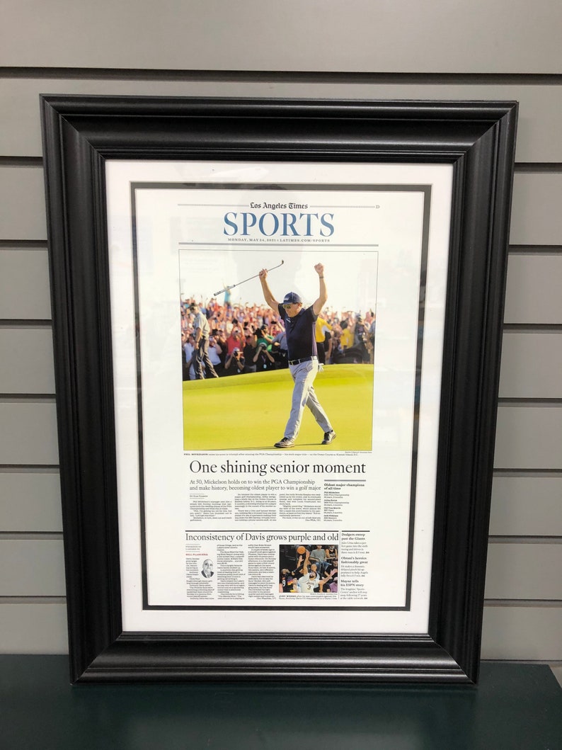 2021 Phil Mickelson PGA Championship Framed Newspaper Front Page
