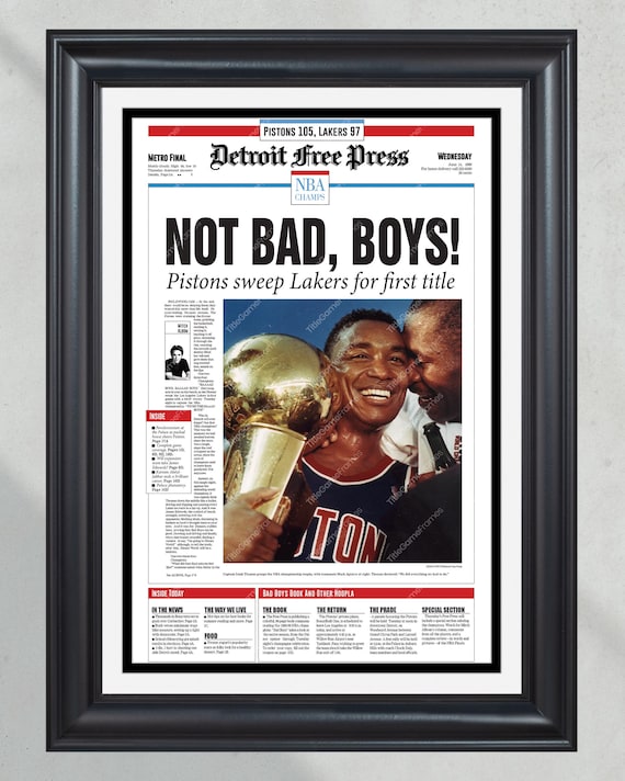 1989 Detroit Pistons NBA Champion Framed Newspaper Front Page Print Bad Boys The Palace