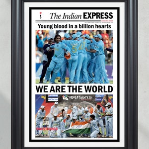 2007 India T20 World Cup Defeat over Pakistan- 'Heartbeat of a Nation' Framed Newspaper