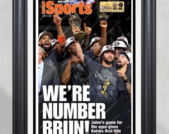2026 New York Knicks "We're Number Brun!" Jalen Brunson Finals MVP ingelijste krant