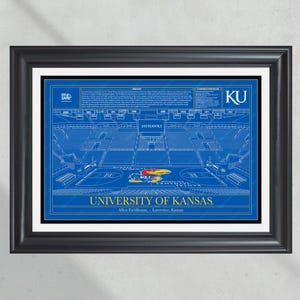 University of Kansas Jayhawks Allen Fieldhouse Basketball Stadium Blueprint