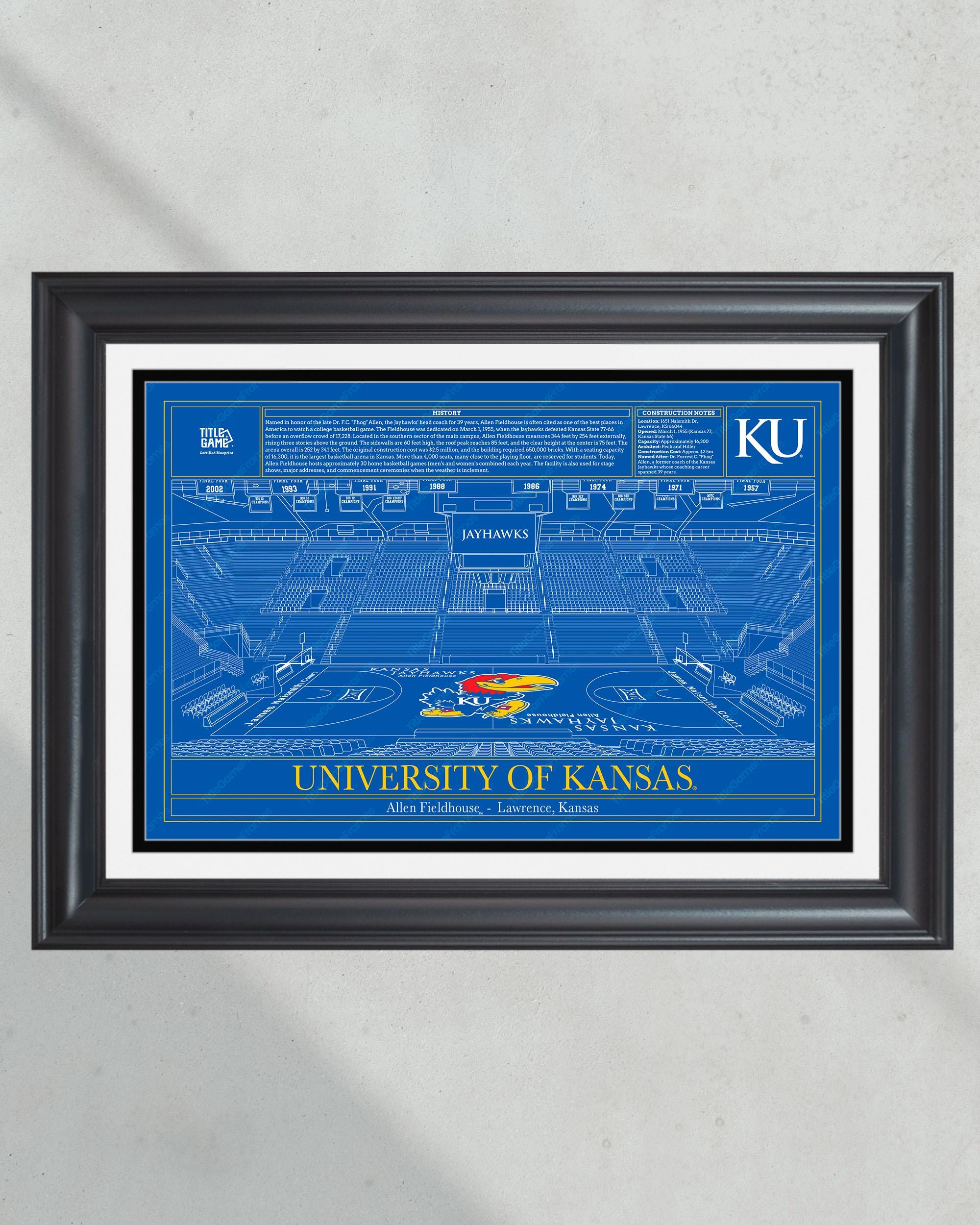 University of Kansas Jayhawks Allen Fieldhouse Basketball Stadium Blueprint PT60831