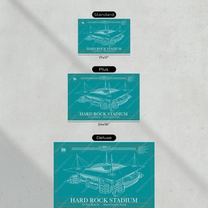 Miami Dolphins Hard Rock Stadium Blueprint Football Print image 8