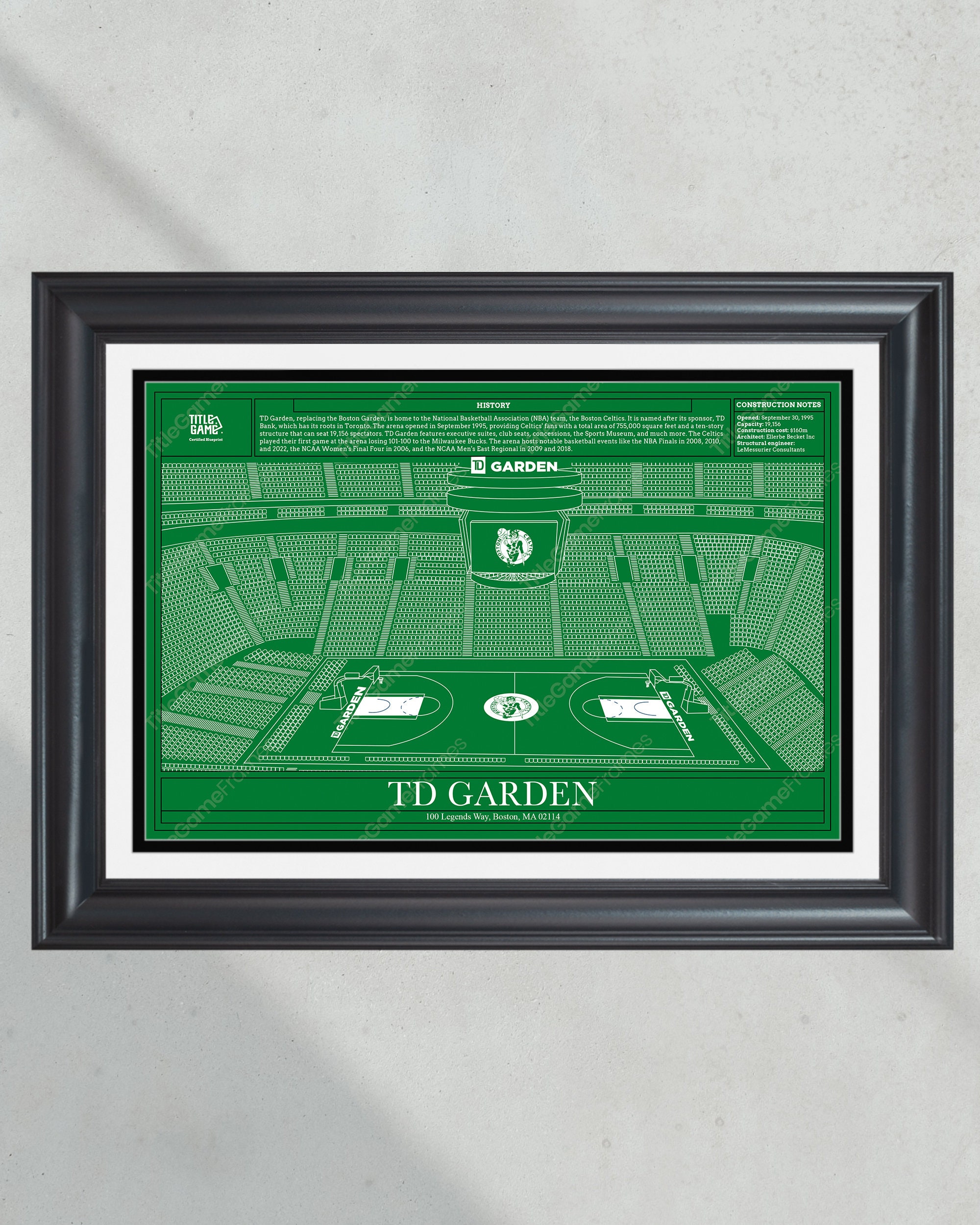 Boston Celtics TD Garden NBA Basketball Stadium Blueprint PT60546