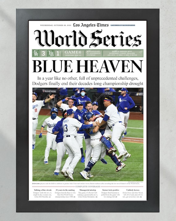 2020 L.A. Dodgers World Series Champions Framed Newspaper