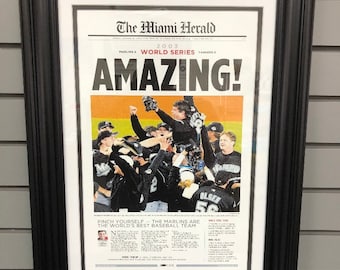 2003 Florida Miami Marlins World Series Champion Framed Newspaper Front Page Print Josh Beckett