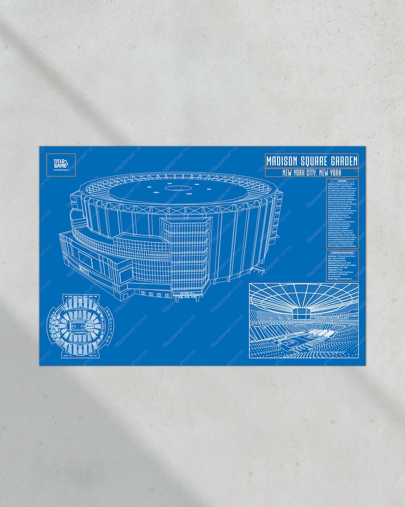 New York Knicks Madison Square Garden NBA Basketball Stadium Blueprint image 5