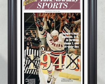 1994 New York Rangers NHL Stanley Cup Champions Framed Newspaper Cover Print Madison Square Garden