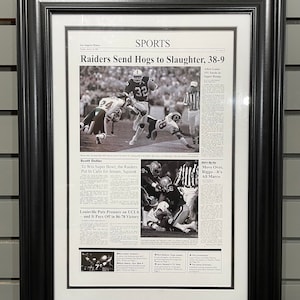 1984 Los Angeles Raiders Super Bowl XVIII Champions Framed Front Page Newspaper Print