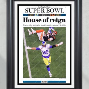 2022 LA Rams “House of Reign” Super Bowl LVI Champions Framed Front Page Newspaper Print