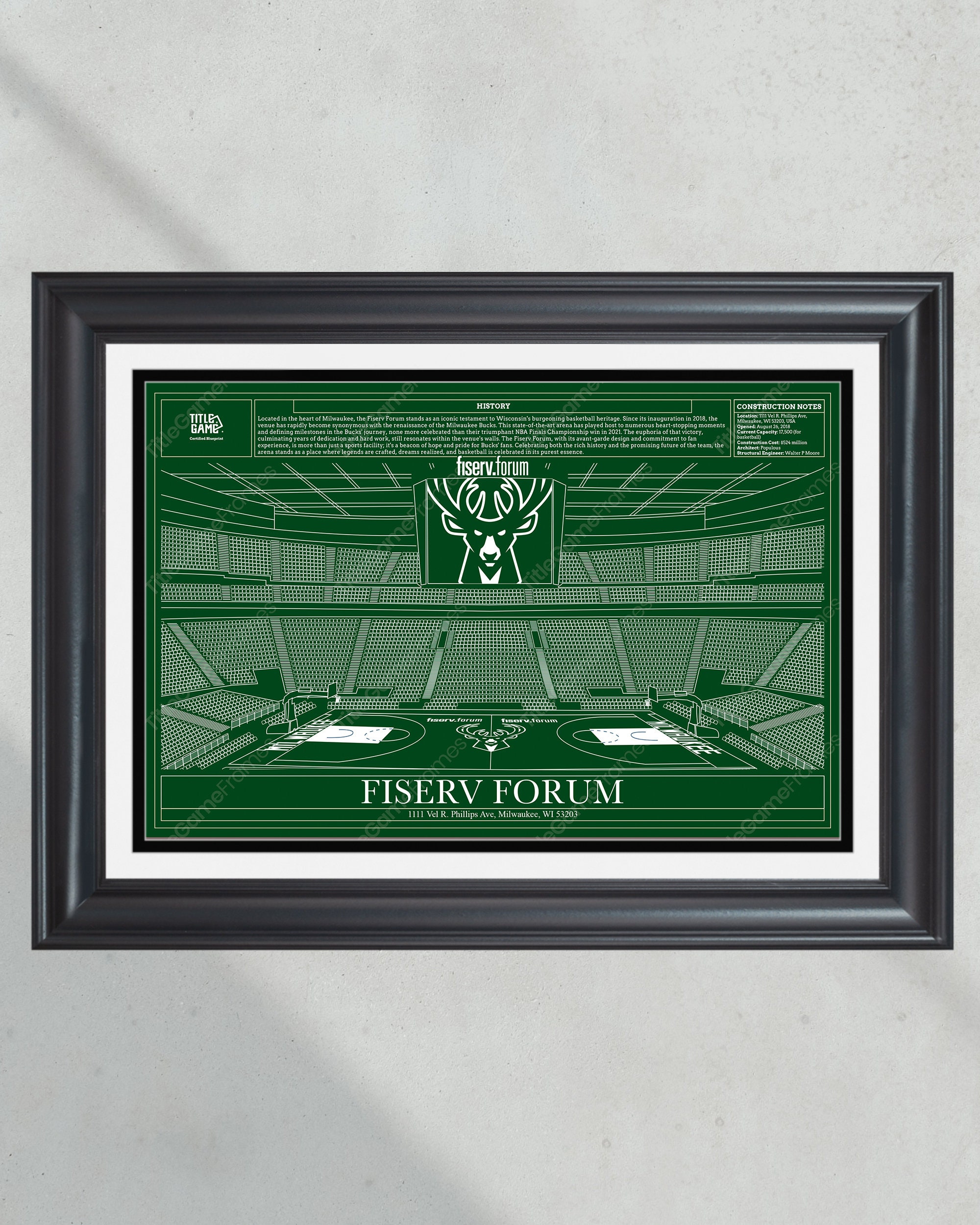 Milwaukee Bucks Fiserv Forum Arena NBA Basketball Stadium Blueprint PT61067