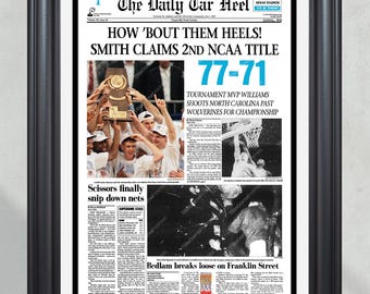 1993 North Carolina Tar Heels College Basketball Meister Titelseite Zeitungsdruck