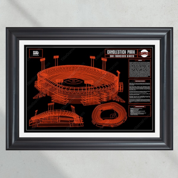 San Francisco Giants Candlestick Park Stadion Historischer Baseball Blueprint Wandkunst