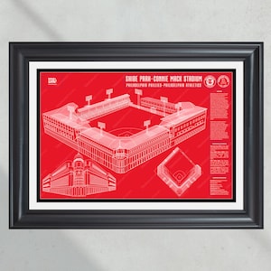 Shibe Park/Connie Mack Stadium: Vintage Philadelphia Baseball Blueprint Wall Art