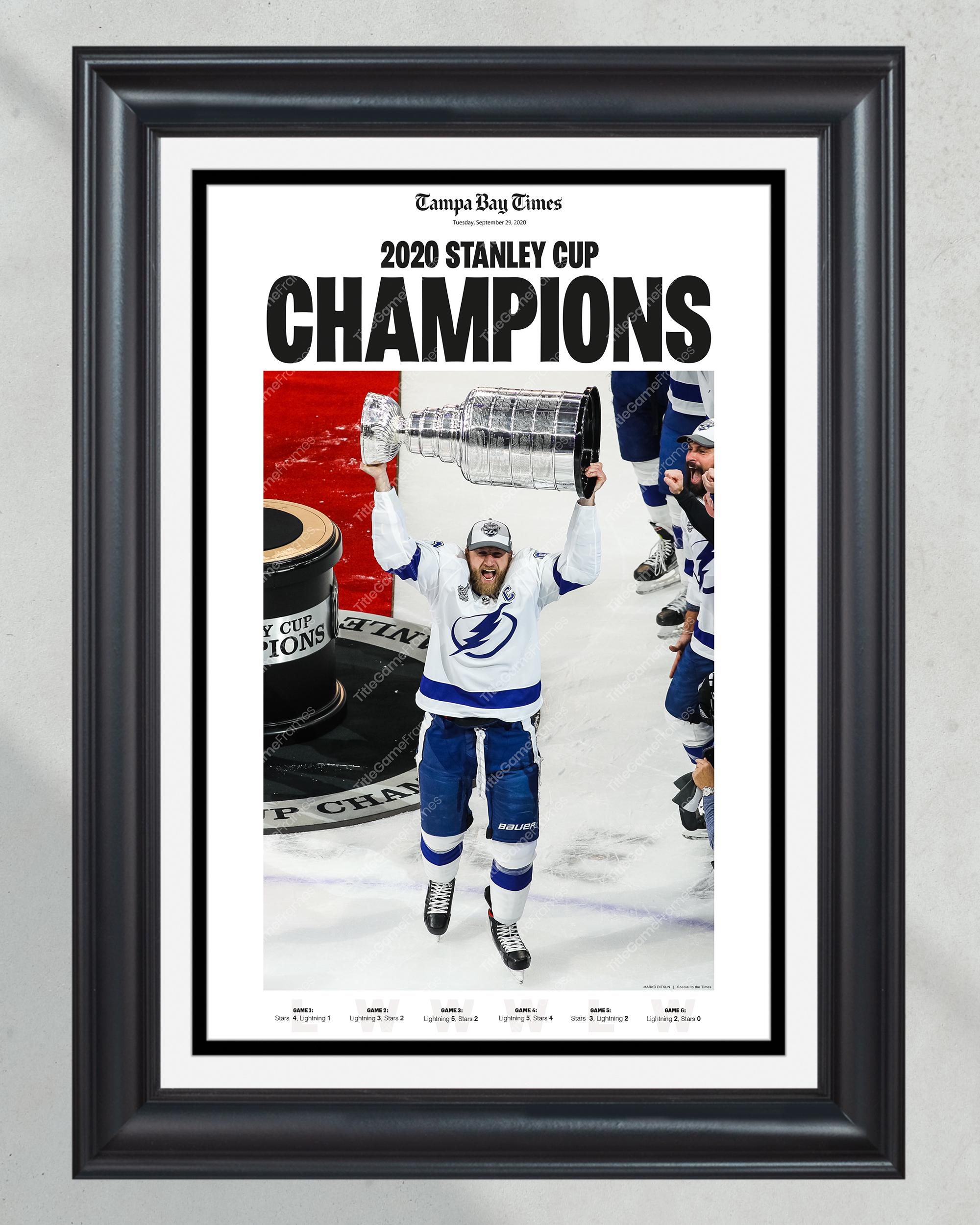 2020 Tampa Bay Lightning Stanley Cup Champions Framed Newspaper PT60808