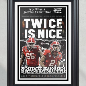 2023 Georgia Bulldogs 'TWICE IS NICE' College Football National Champions Framed Front Page Newspaper
