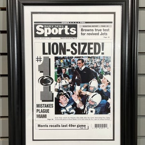 1986 Penn State Nittany Lions NCAA College Football National Champions Framed Front Page Newspaper Print