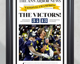 2024 National Champions: 'THE VICTORS!' - Michigan Wolverines' Ann Arbor Framed Newspaper Print