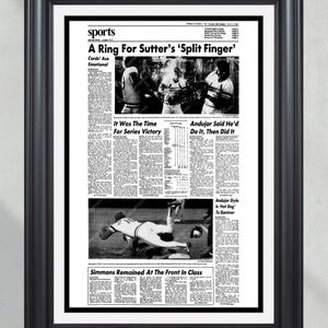 1982 St. Louis Cardinals World Series Champions ingelijste voorpagina krantenafdruk