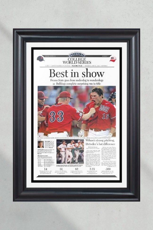2008 Fresno State Bulldogs College World Series Champions Framed Front Page Newspaper Print PT61051
