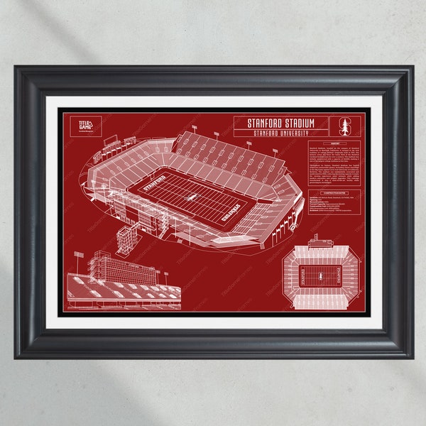 Stanford Cardinals Stanford Stadium Blueprint Football Print