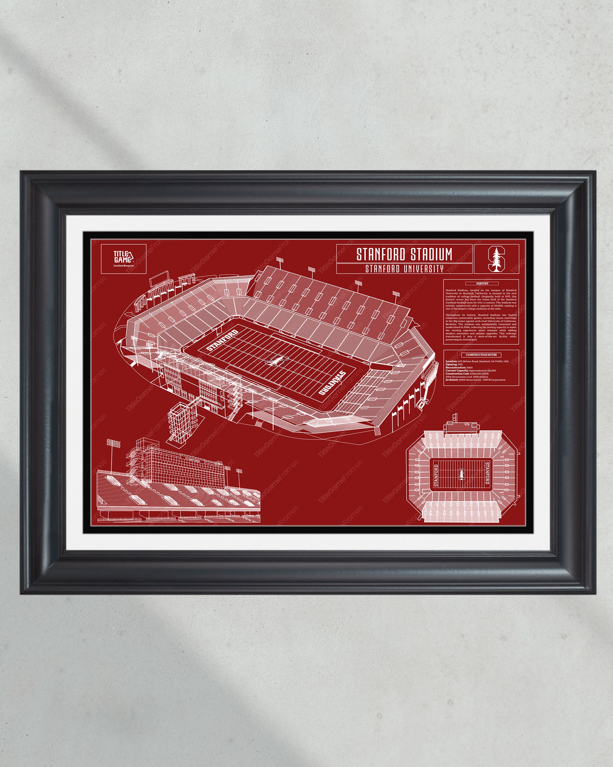 Stanford Cardinals Stanford Stadium Blueprint Football Print PT60208