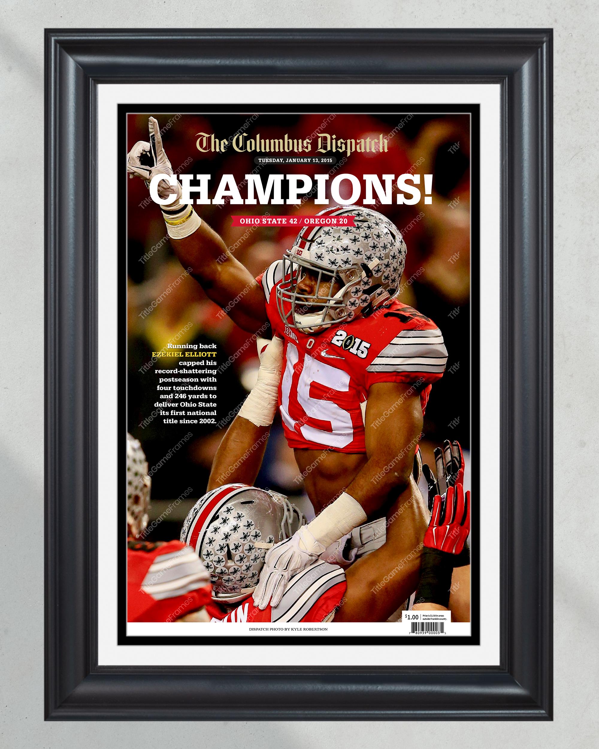 2014 Ohio State Buckeyes NCAA College Football National Champions Framed Front Page Newspaper Print PT60275