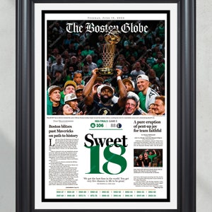 2024 Boston Celtics 'Sweet 18' Mistrzowie NBA - Oprawiona Pierwsza Strona Gazety
