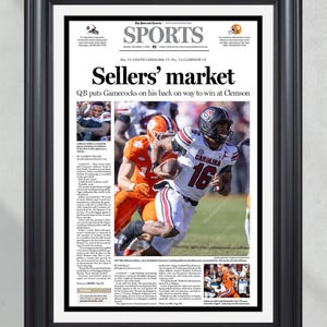 2024 South Carolina Gamecocks Defeat Clemson &quot;Sellers&#39; Market&#39; - Framed Newspaper