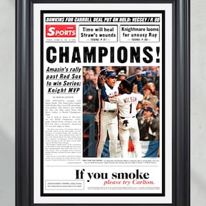 1986 NY Mets &#39;CHAMPIONS!&#39; - Historic World Series Victory Framed Newspaper
