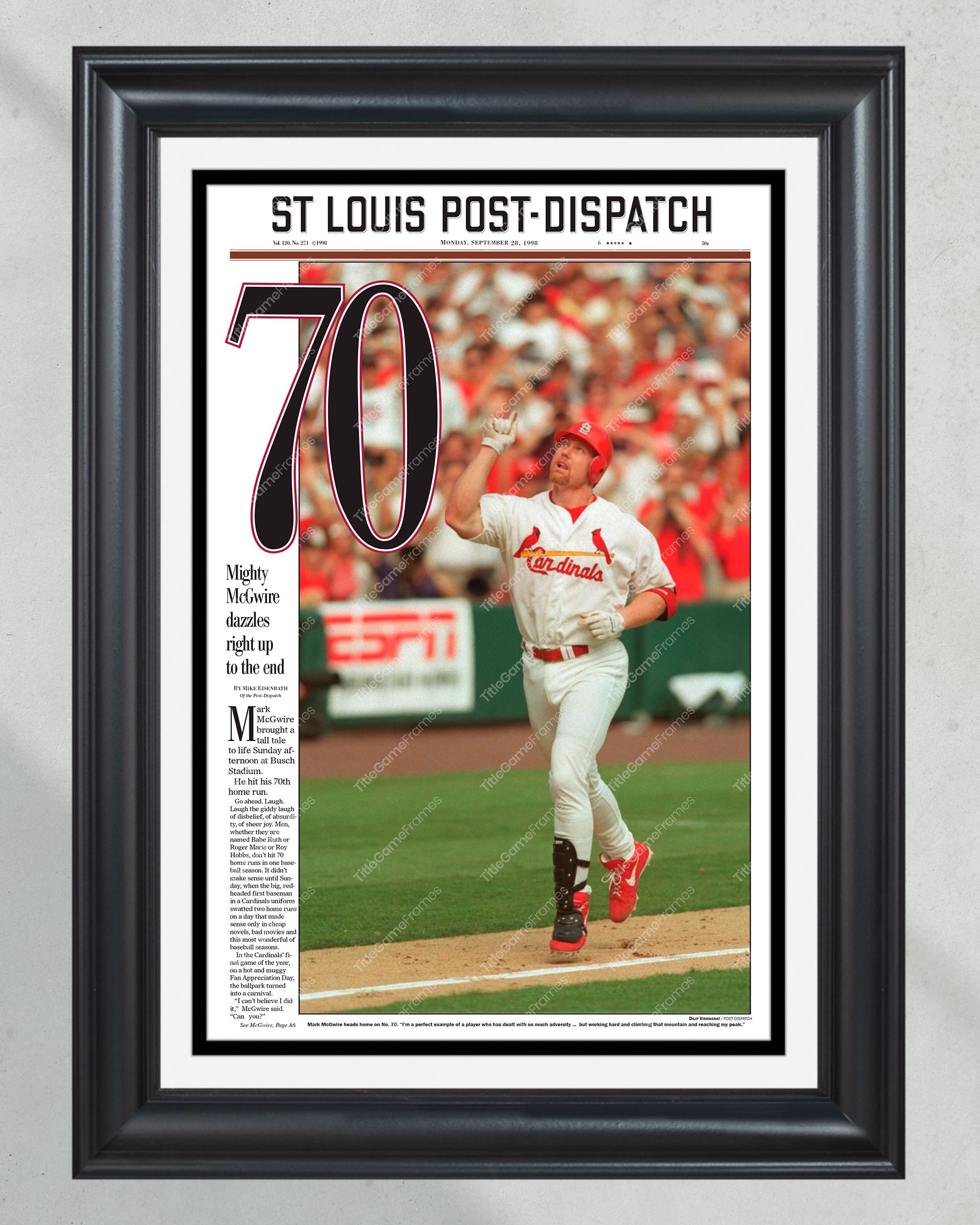 Mark McGwire's Monumental 70th Home Run Framed Front Page Newspaper PT60763