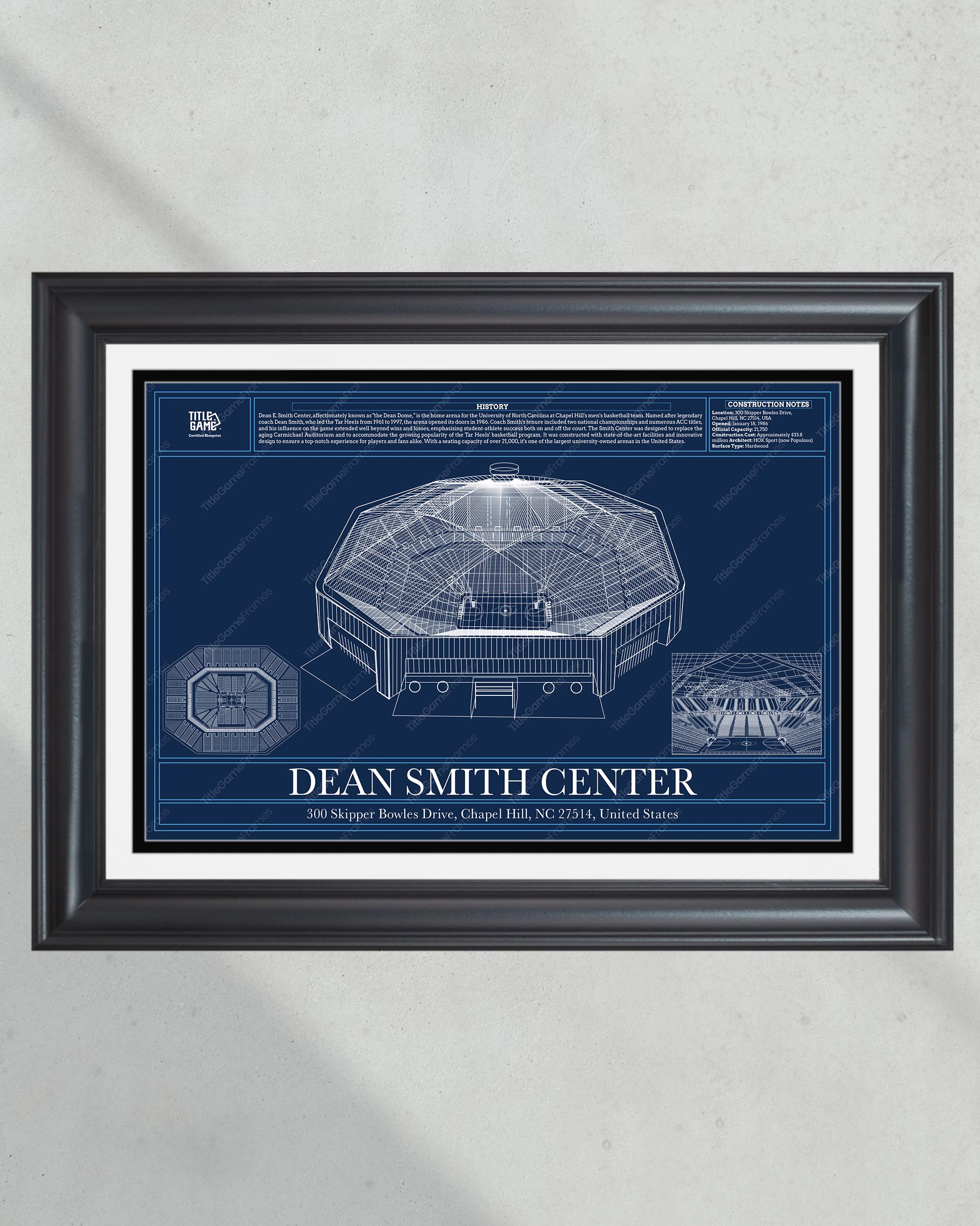 UNC Tar Heels Dean E. Smith Center Basketball Blueprint Wall Art PT60847