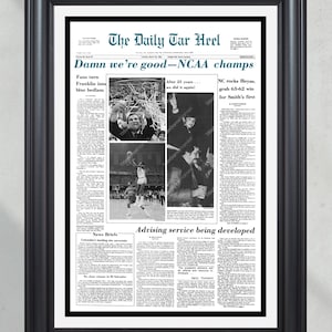1982 North Carolina Tar Heels NCAA College Basketball Champions Framed Front Page Newspaper Print