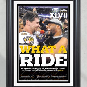 2013 Baltimore Ravens 'Was für eine Fahrt' Super Bowl Feier - Ray Louis & Dennis Pitta gerahmte Zeitung