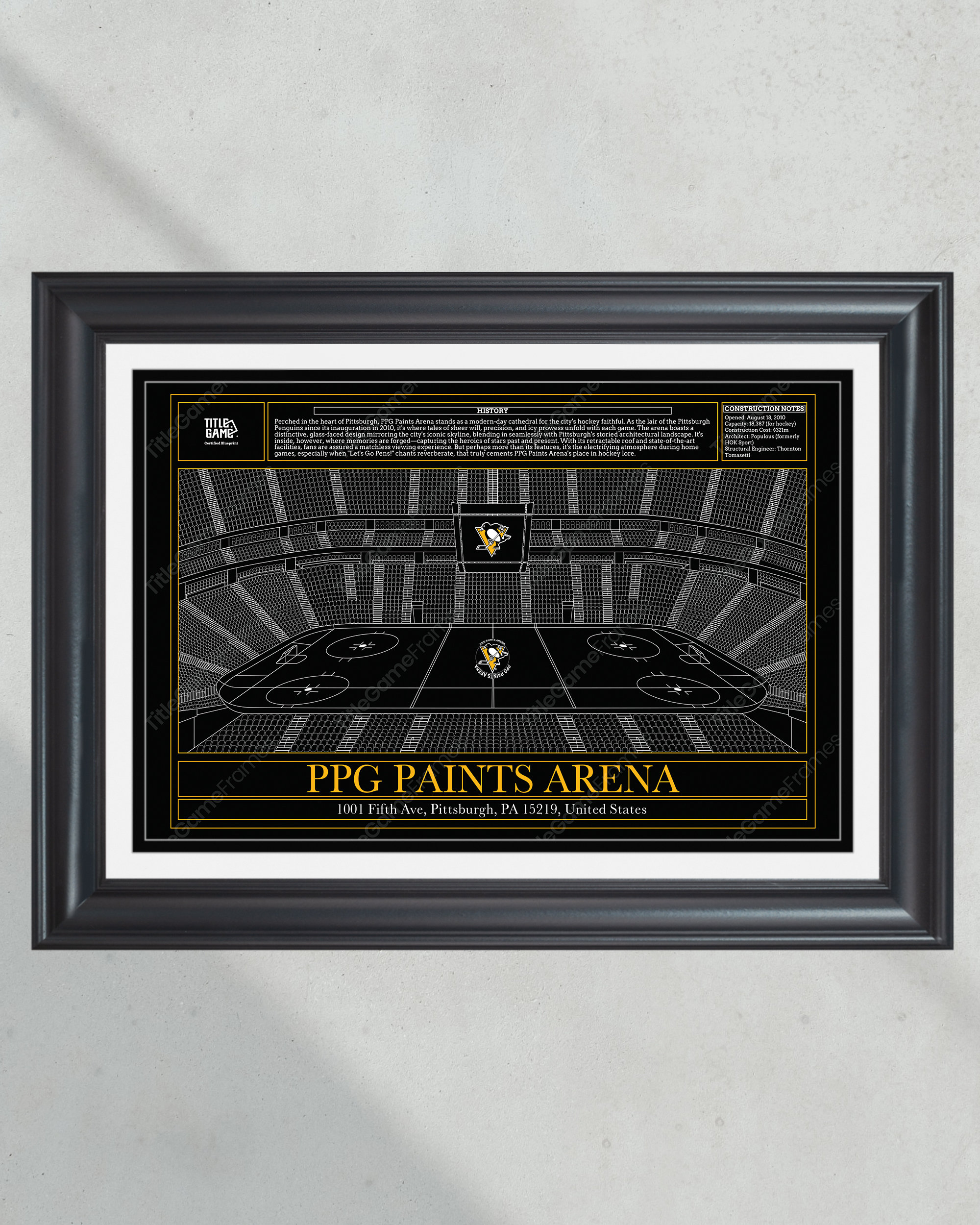 Pittsburgh Penguins PPG Paints Arena Hockey Stadium Blueprint PT60329