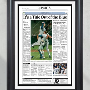 1988 Los Angeles Dodgers World Series Champions Oprawiona pierwsza strona gazety