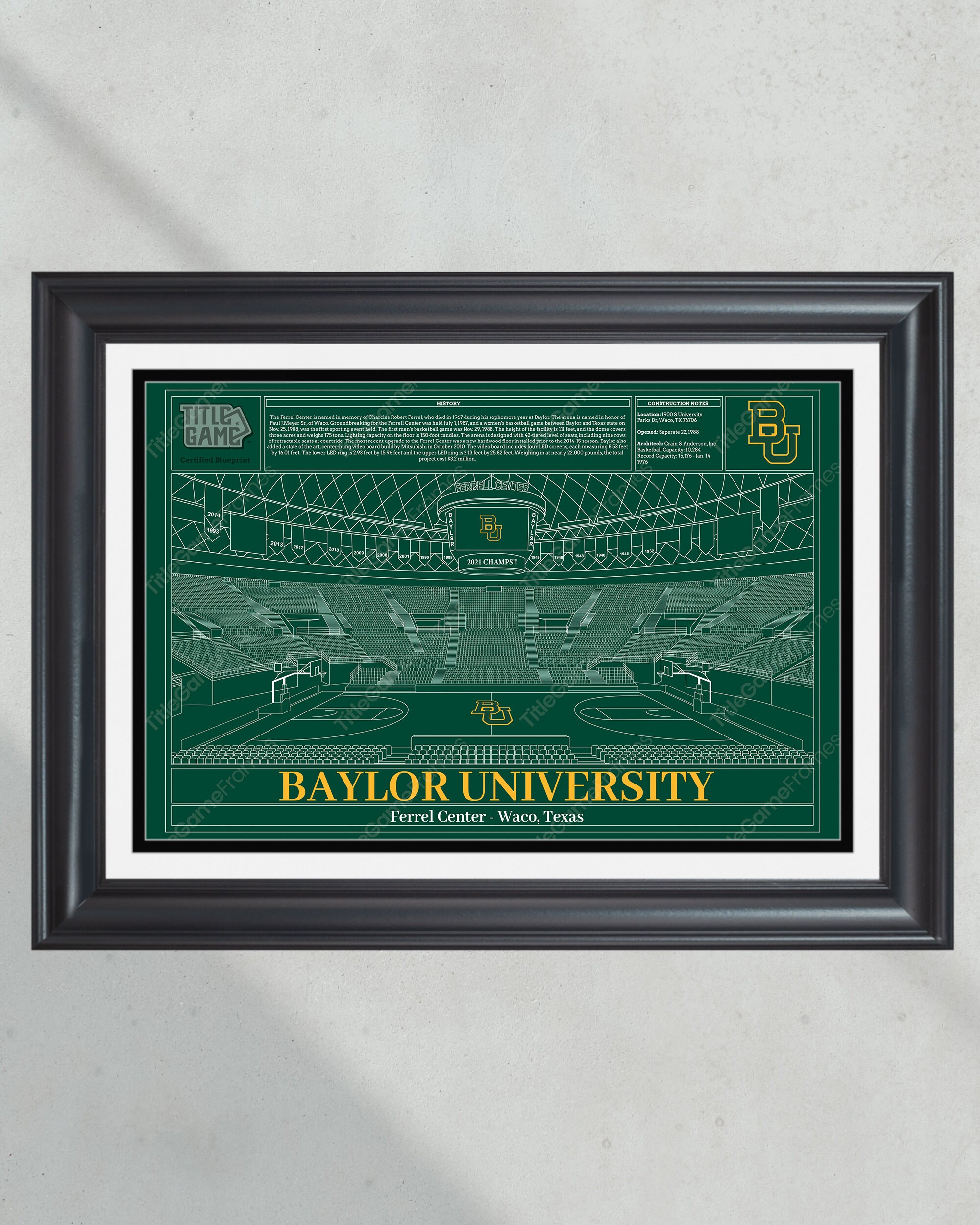 Baylor University Ferrell Center Basketball Stadium Blueprint PT60487