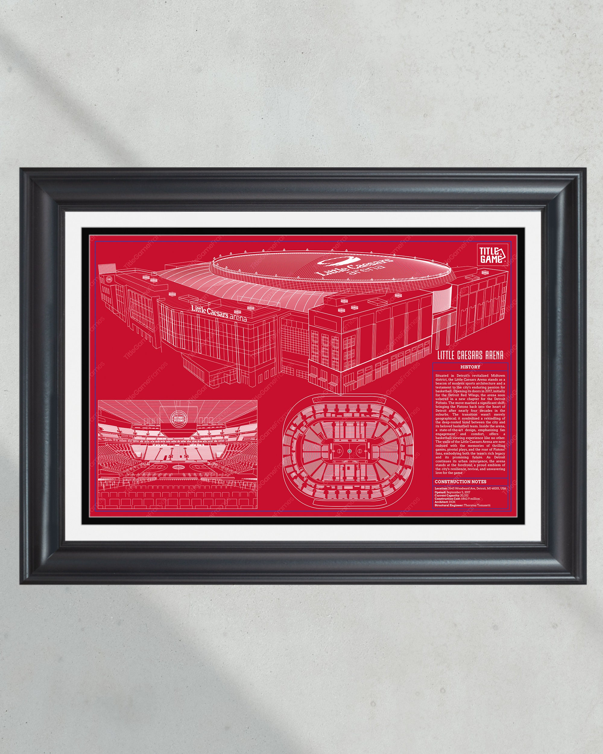 Detroit Pistons Little Caesars Arena NBA Basketball Stadium Blueprint PT60886