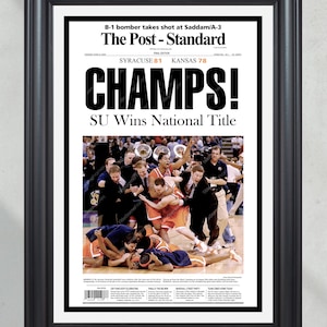 2003 Syracuse Orangemen NCAA College Basketball Champions Framed Front Page Newspaper Print