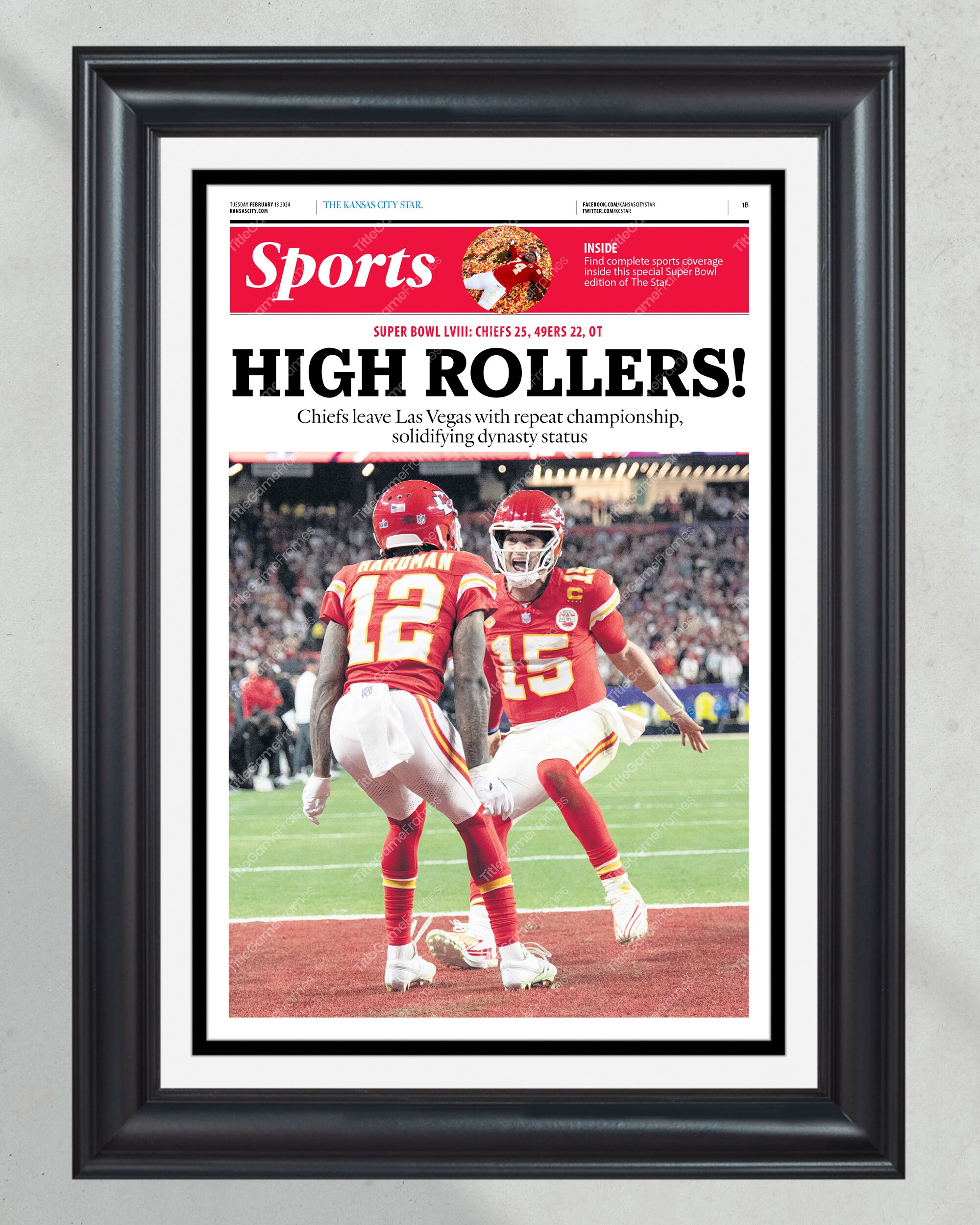 2024 Kansas City Chiefs "HIGH ROLLERS!" Super Bowl LVIII Champions Commemorative Print PT60829