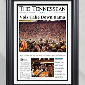 2024 Tennessee Volunteers "Vols Take Down Bama" Framed Newspaper
