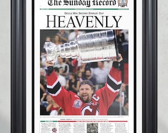 2000 NJ Devils Stanley Cup Champions Framed Newspaper Front Page Print