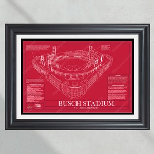 St. Louis Cardinals Busch Stadium Ballpark Blueprint Baseball Wall Art