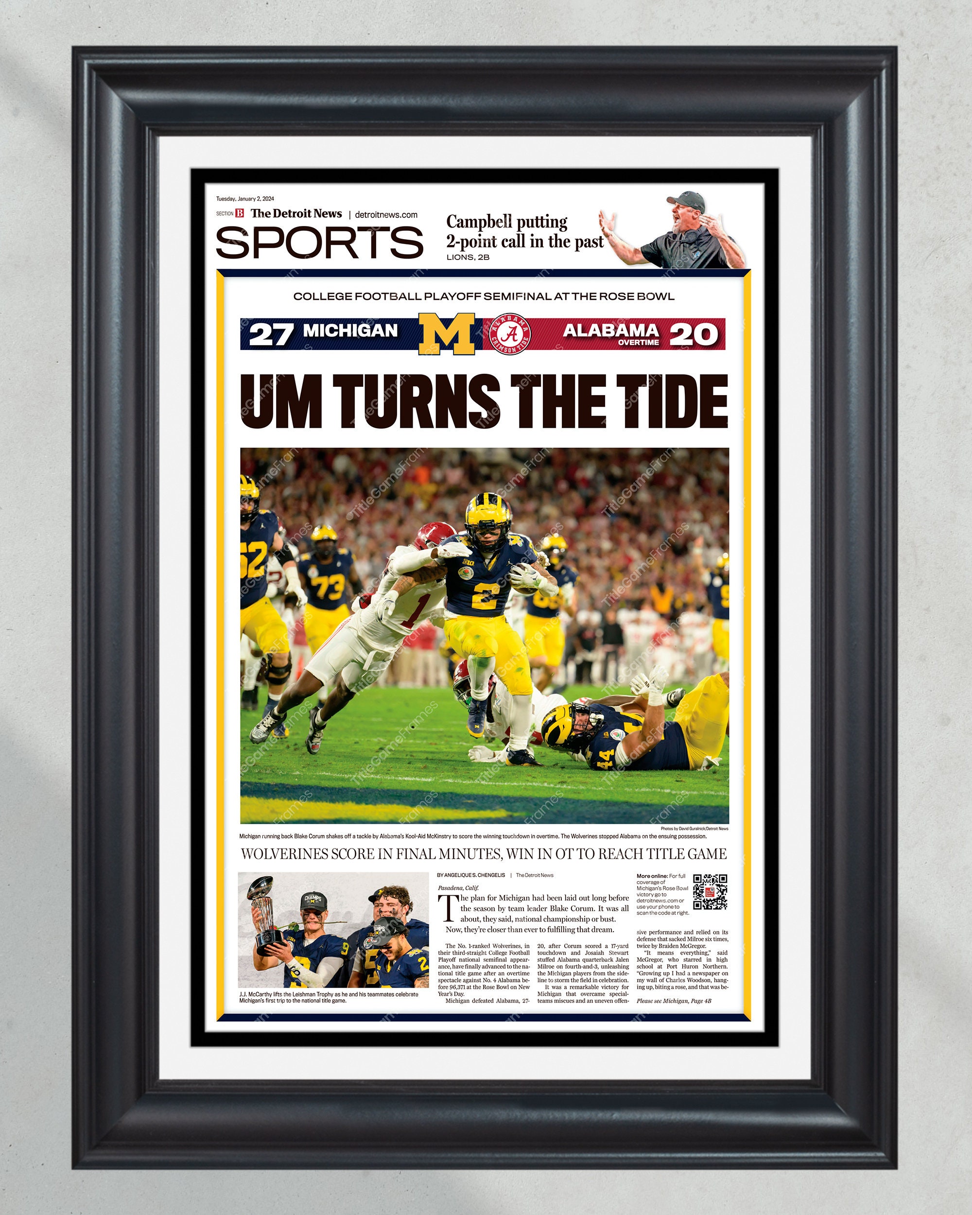 2023 Michigan Wolverines 'UM Turns The Tide' Rose Bowl OT Win PT60811