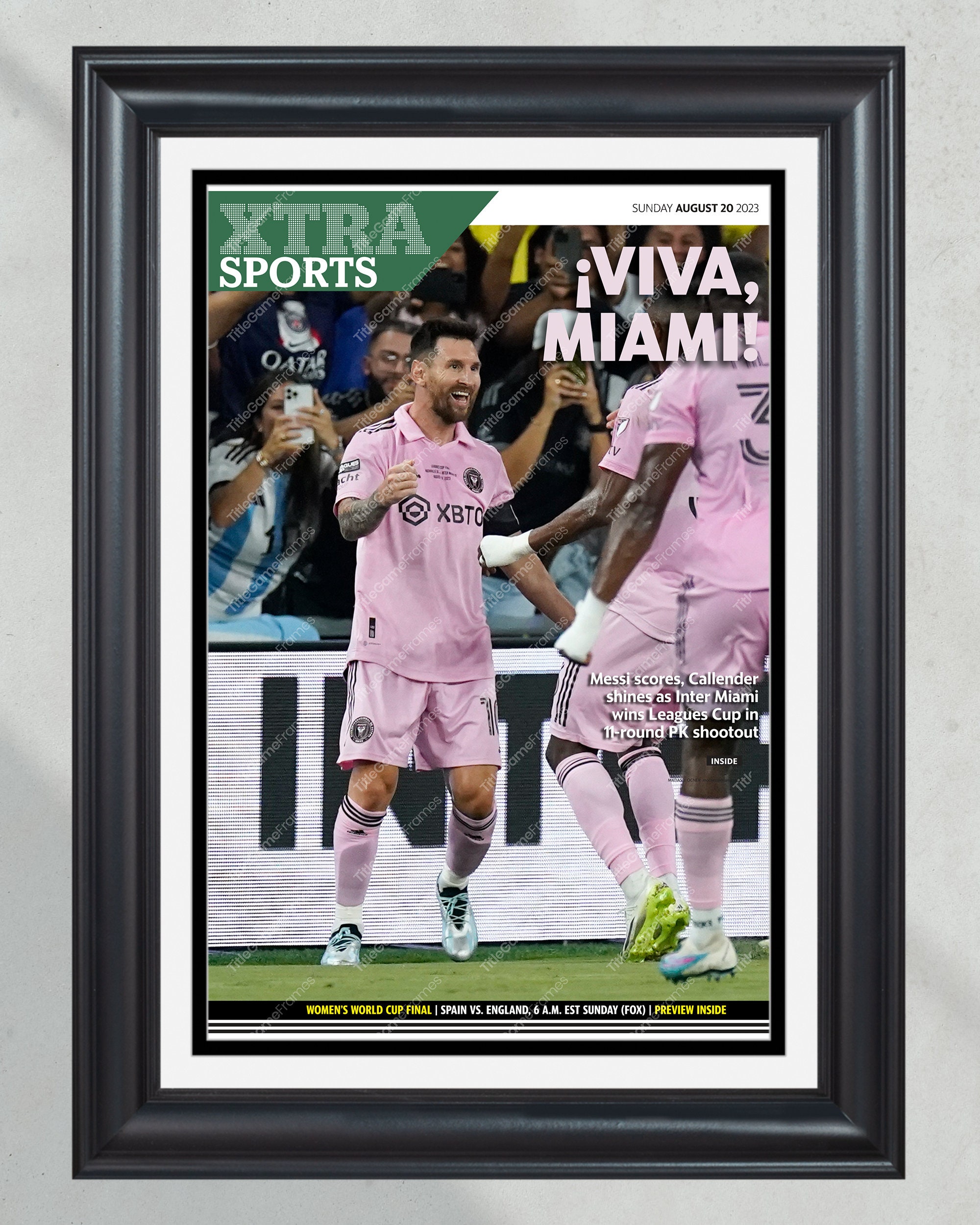 2023 Inter Miami CF MLS League Cup Championship Framed Newspaper Print PT60613