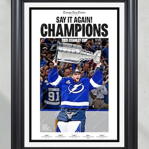 2021 Tampa Bay Lightning Stanley Cup Champions Framed Newspaper Front Page Print