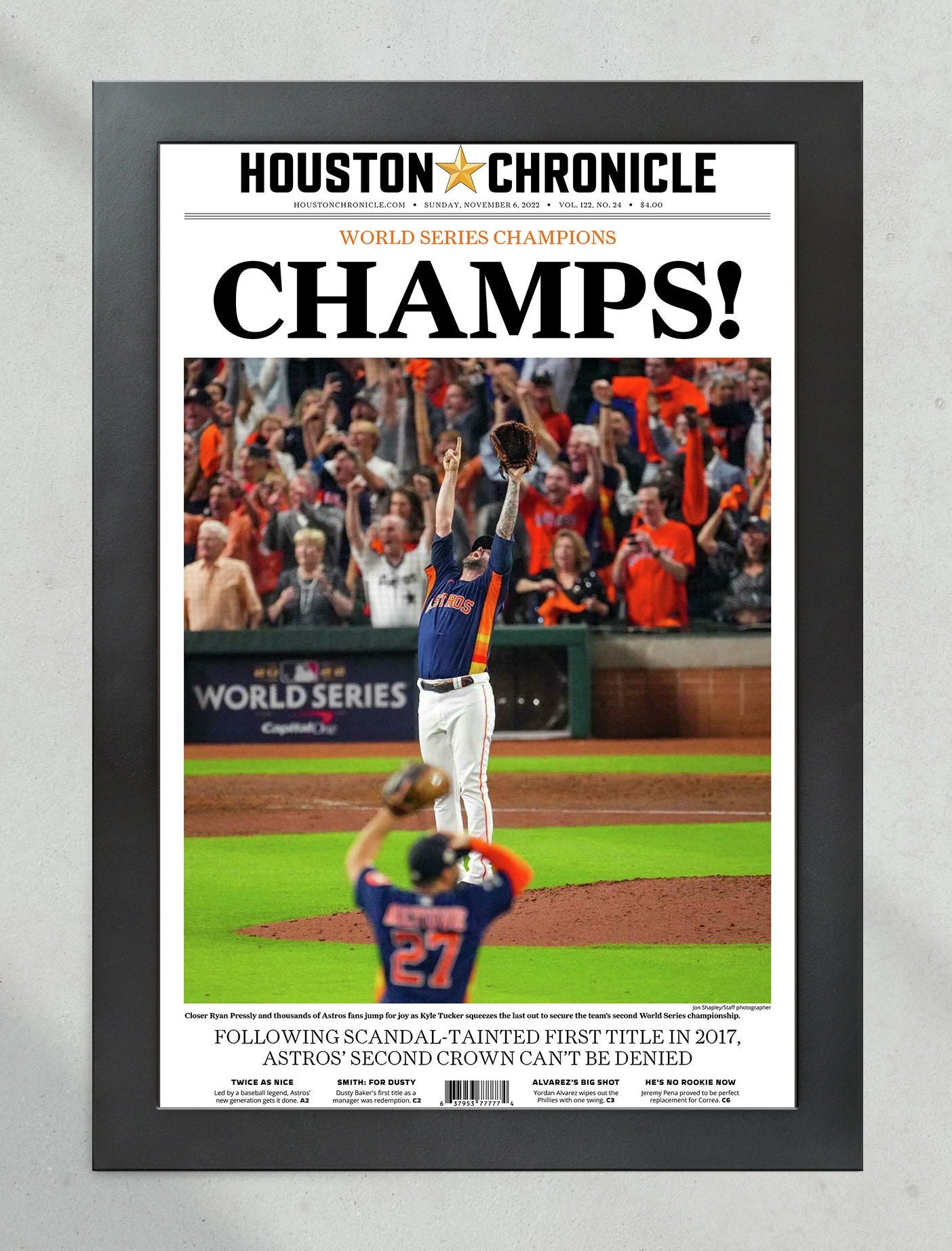 Houston Astros 2022 World Series Champions 24.25'' x 35.75'' Framed Poster