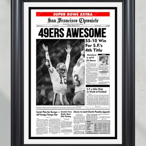 1990 San Francisco 49ers Super Bowl Champions Framed Front Page Newspaper Print